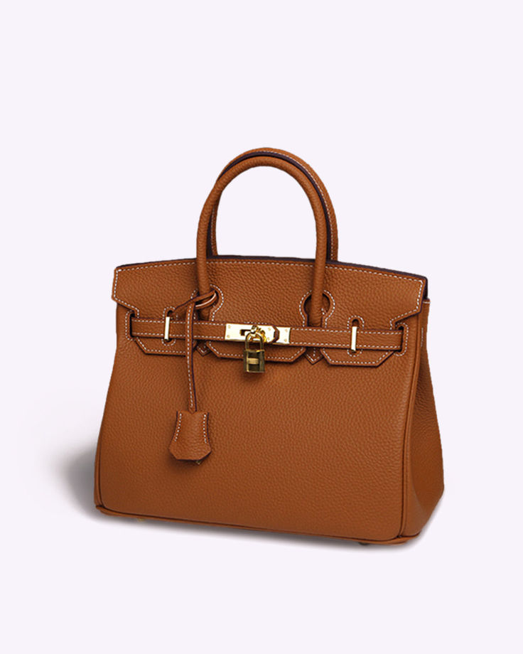 Sacoche classique pour femme en cuir grainé avec poignée supérieure