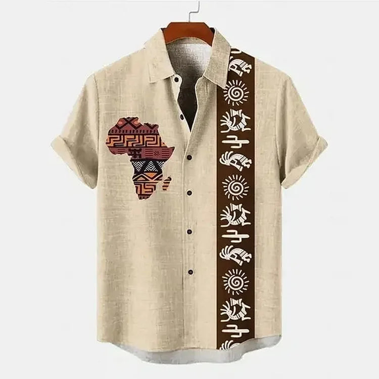 Chemise à manches courtes pour homme, imprimé lin style africain